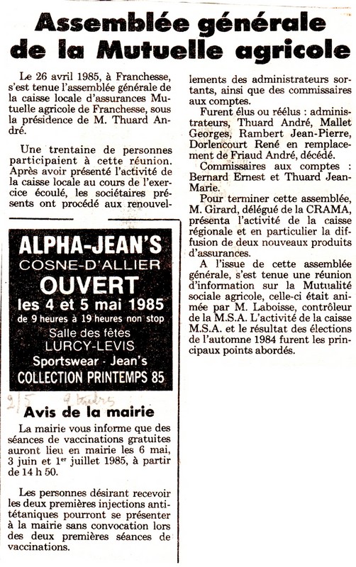 divers 2 mai 1985