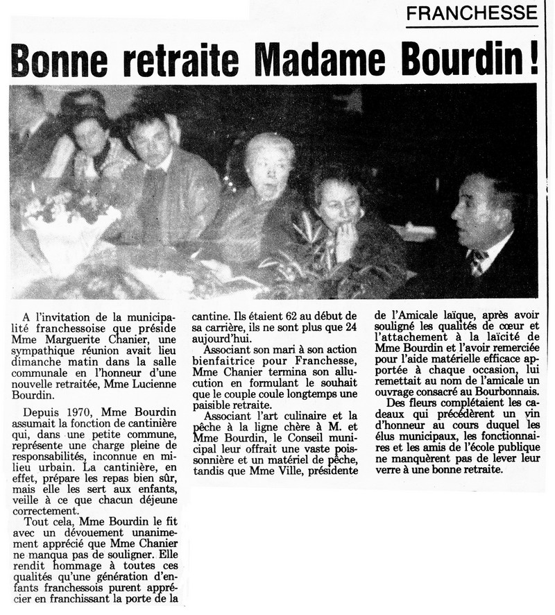 retraite Mme BOURDIN 23 novembre 1985