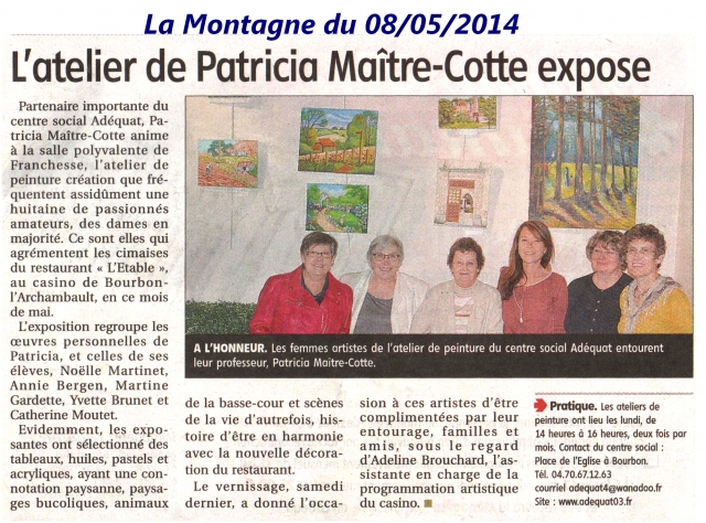 Exposition de l&#039;atelier de Patricia Maitre-Cotte - La Montagne du 8 mai 2014